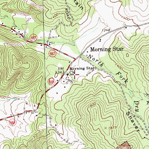 Topographic Map of Morning Star Church, VA