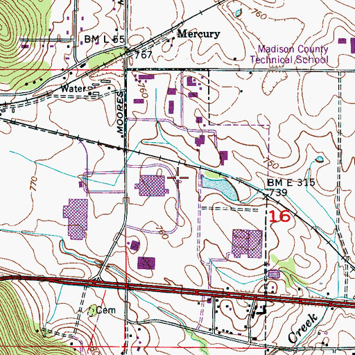 Topographic Map of Madison County Industrial Park, AL
