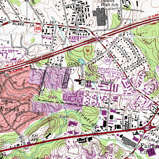 Topographic Map of Mosby Woods Elementary School, VA