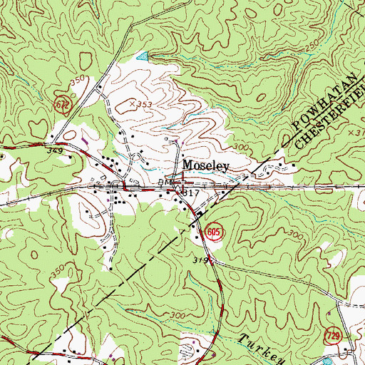 Topographic Map of Moseley, VA