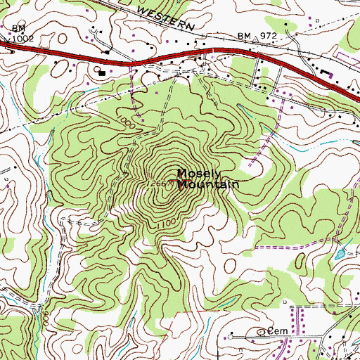 Topographic Map of Mosely Mountain, VA