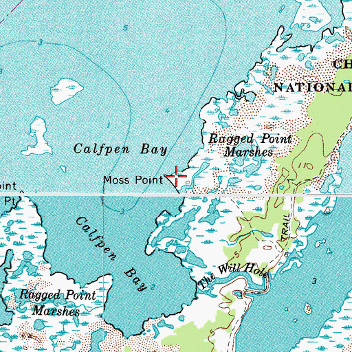 Topographic Map of Moss Point, VA
