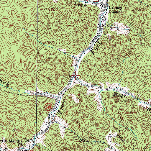 Topographic Map of Mott Branch, VA