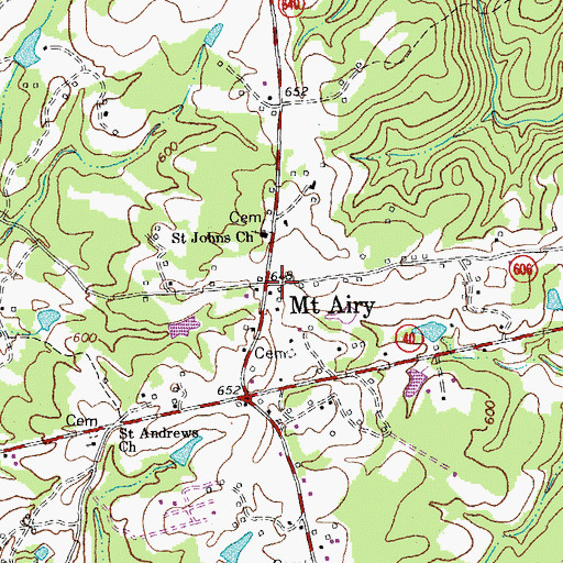 Topographic Map of Mount Airy, VA