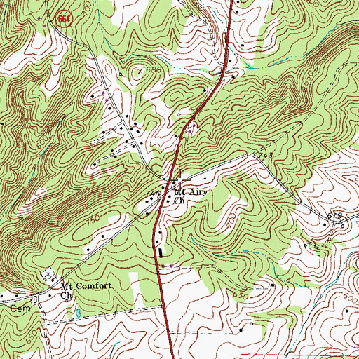 Topographic Map of Mount Airy Church, VA