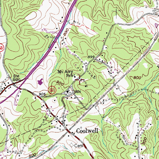 Topographic Map of Mount Airy School, VA