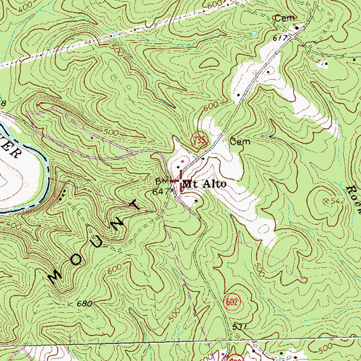 Topographic Map of Mount Alto, VA