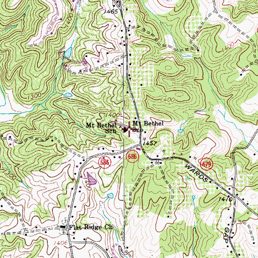 Topographic Map of Mount Bethel School, VA
