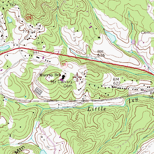 Topographic Map of Mount Calvary Cemetery, VA