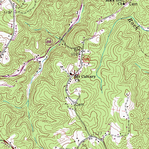 Topographic Map of Mount Calvary Church, VA