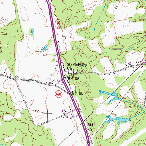 Topographic Map of Mount Calvary Church, VA