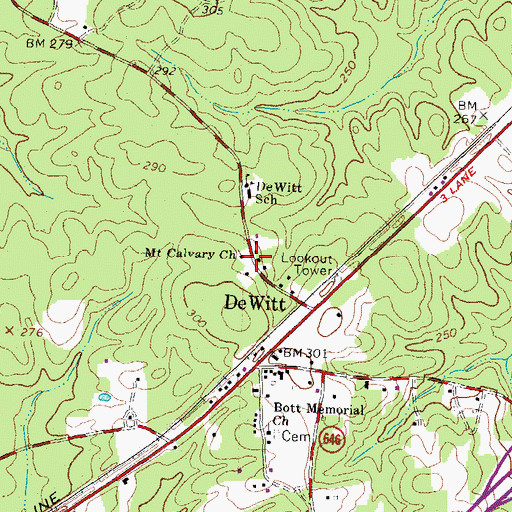 Topographic Map of Mount Calvary Church, VA