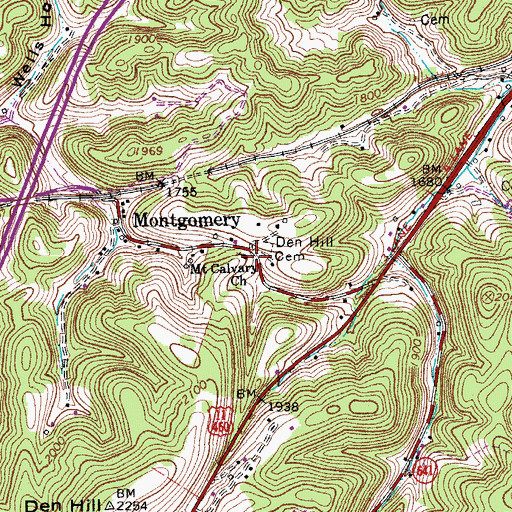 Topographic Map of Mount Calvary Church, VA