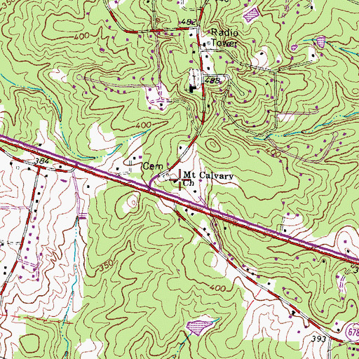 Topographic Map of Mount Calvary Church, VA