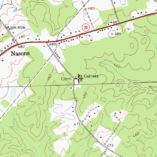 Topographic Map of Mount Calvary Church, VA