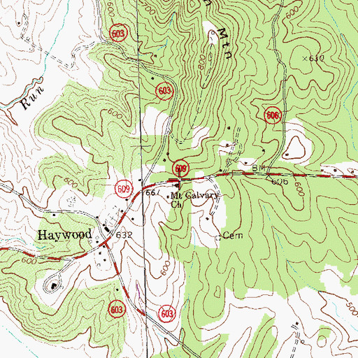 Topographic Map of Mount Calvary Baptist Church, VA