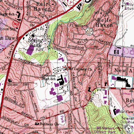 Topographic Map of Mount Calvary Church, VA