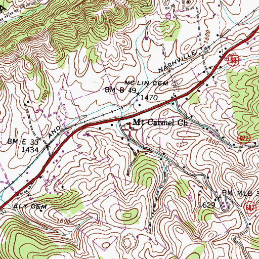 Topographic Map of Mount Carmel Church, VA