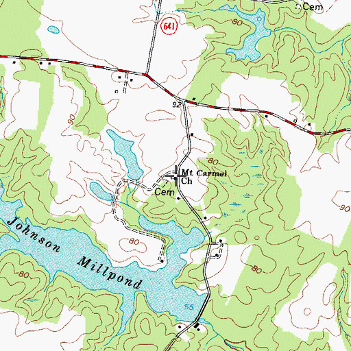 Topographic Map of Mount Carmel Church, VA