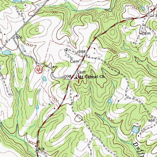 Topographic Map of Mount Carmel Church, VA