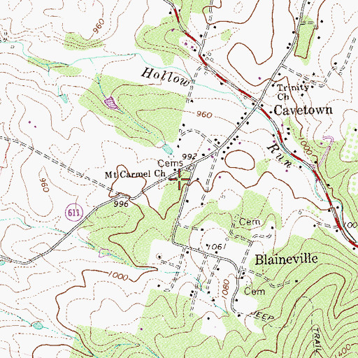 Topographic Map of Mount Carmel Baptist Church, VA
