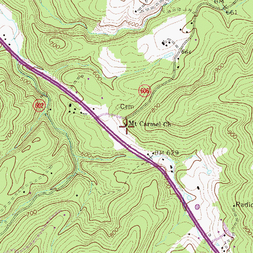 Topographic Map of Mount Carmel Church, VA