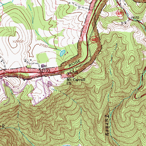 Topographic Map of Mount Carroll Church, VA