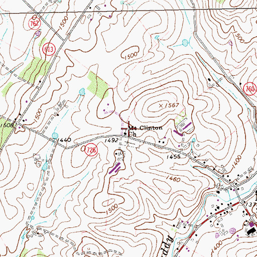 Topographic Map of Mount Clinton Church, VA