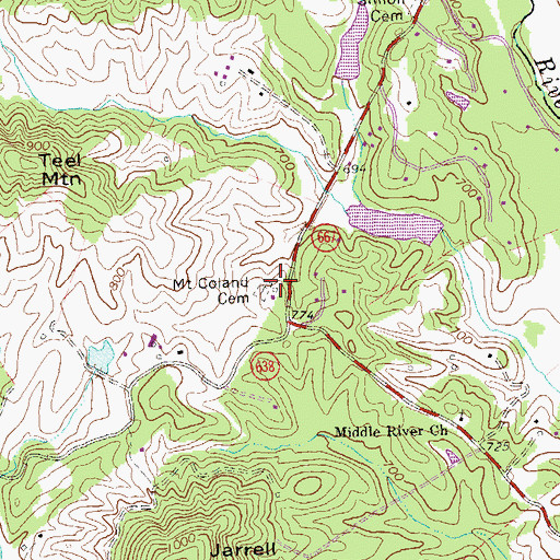 Topographic Map of Mount Coland Cemetery, VA