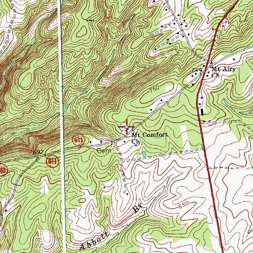 Topographic Map of Mount Comfort United Methodist Church, VA