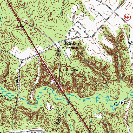 Topographic Map of Mount Dew Cemetery, VA