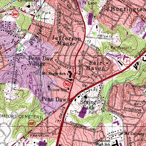 Topographic Map of Mount Eagle Elementary School, VA
