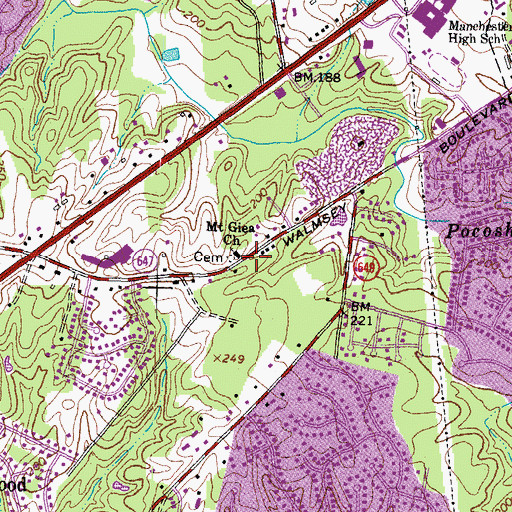 Topographic Map of Mount Giea Church, VA