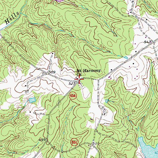 Topographic Map of Mount Harmony Church, VA