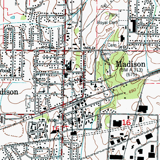 Topographic Map of Madison United Methodist Church, AL