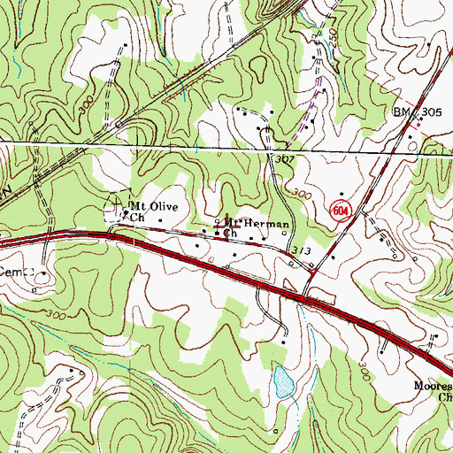 Topographic Map of Mount Herman Church, VA