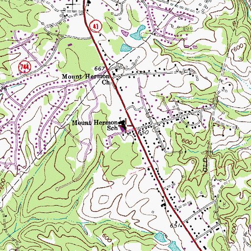 Topographic Map of Mount Hermon Elementary School, VA
