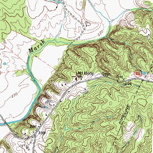 Topographic Map of Mount Holly Church, VA