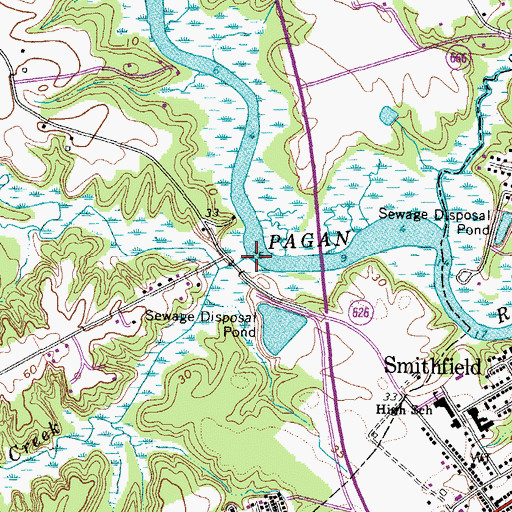 Topographic Map of Mount Holly Creek, VA