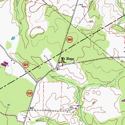 Topographic Map of Mount Hope Church, VA