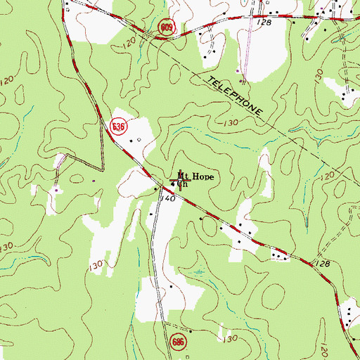 Topographic Map of Mount Hope Church, VA
