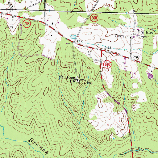 Topographic Map of Mount Hope Baptist Church, VA