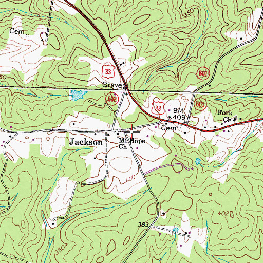 Topographic Map of Mount Hope Church, VA