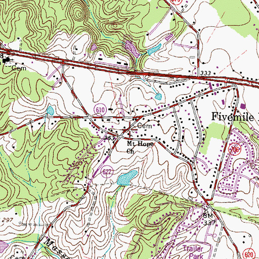 Topographic Map of Mount Hope Baptist Church, VA