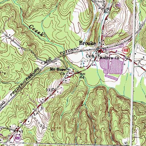 Topographic Map of Mount Hope Church, VA