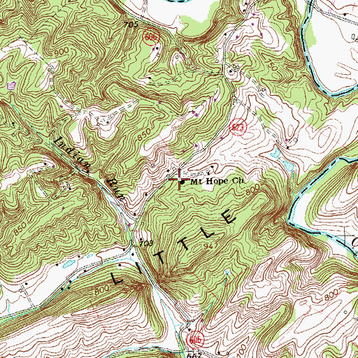 Topographic Map of Mount Hope Church, VA