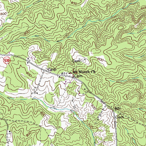 Topographic Map of Mount Horeb Church, VA