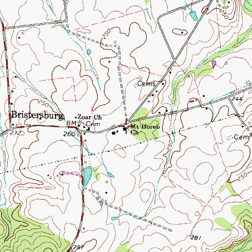 Topographic Map of Mount Horeb Church, VA