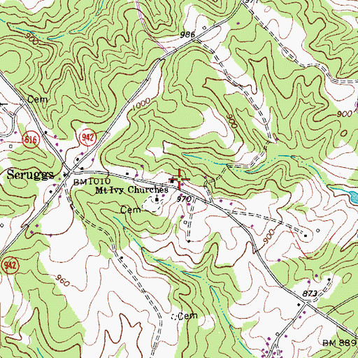 Topographic Map of Mount Ivy Churches, VA