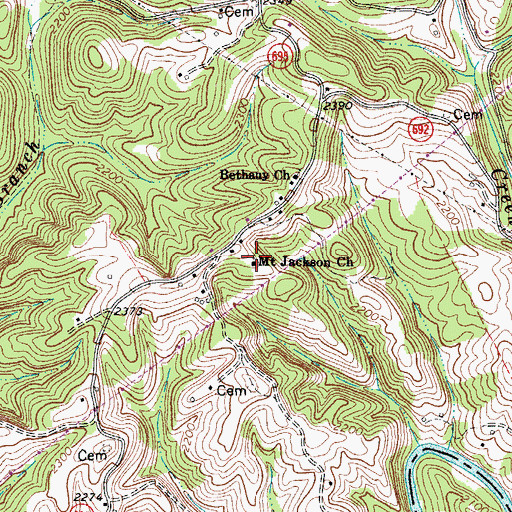 Topographic Map of Mount Jackson Church, VA